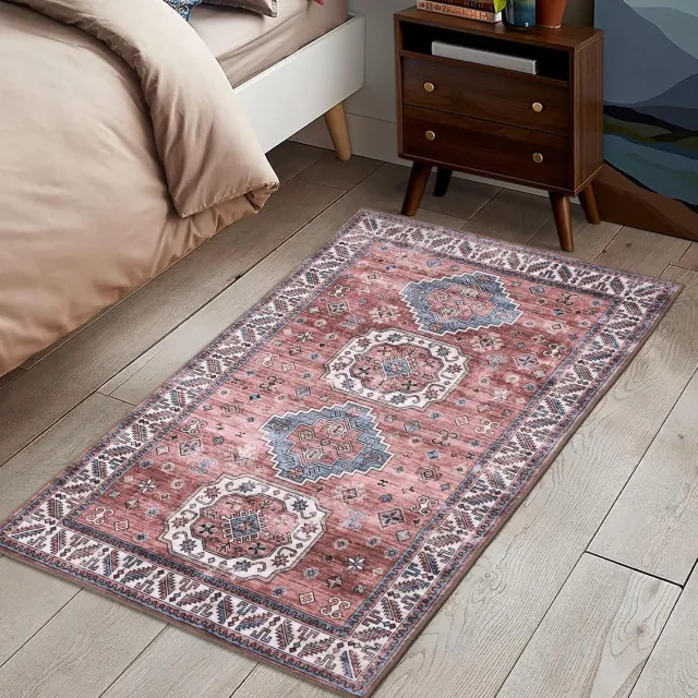 Danky Perzisch Vloerkleed Etnisch 761 80x150 cm Kersenbloesemroze - Zacht Wasbaar Kleed met Antislip Onderkant