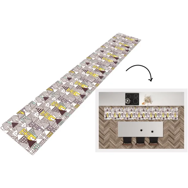 KitchenYeah Keukenloper - Keukenmat - Patronen - Huis - Skyline - Keuken vloerkleed multicolor