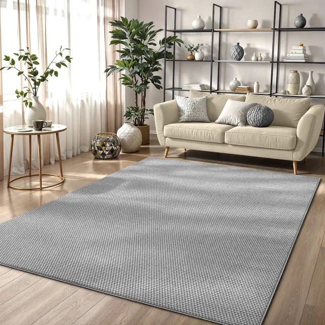 the carpet Mirella modern woonkamer tapijt, gestructureerd weefsel in neutrale tinten, gemakkelijk schoon te maken, Grijs, 80 x 150 cm