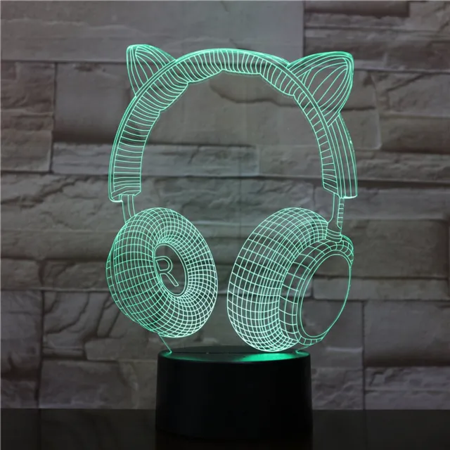 MC Living 3D Led Lamp Met Gravering - RGB 7 Kleuren - Koptelefoon
