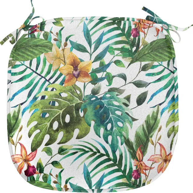 New Bed Blad Palmboom Bloemen Hibiscus Stoelkussen, Anti-Slip Zitting Pad, 40 cm x 40 cm Bleek Karamel Bordeaux