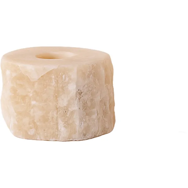 PTMD Yustin Onyx Honey Round Tealight Holder Rough Beige