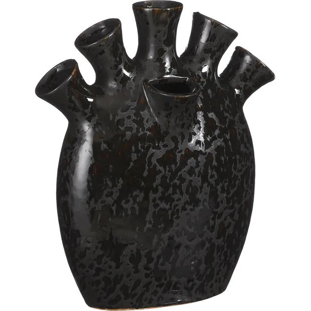 Mica Decorations Tulpenvaas - Saul - zwart - keramiek - 26 x 14 x 30,5 cm - vaas