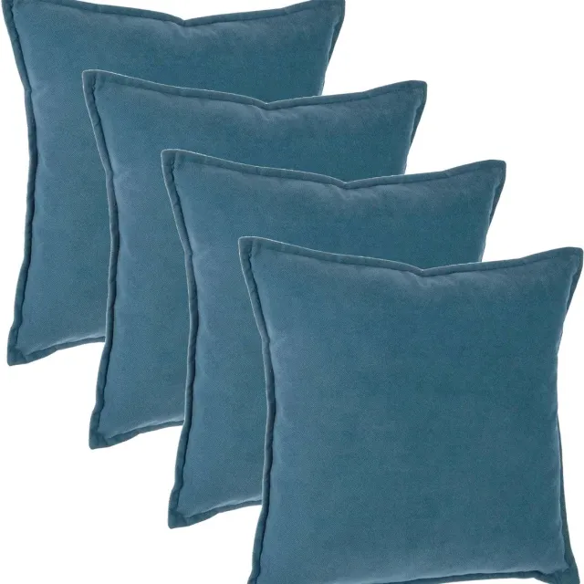 Atmosphera Bank/sierkussens Sophia - 4x stuks - 45 x 45 cm - polyester met rits Blauw