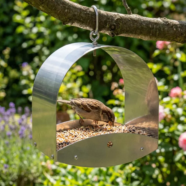 vidaXL Hangend vogelvoederhuisje Gegalvaniseerd staal zilver
