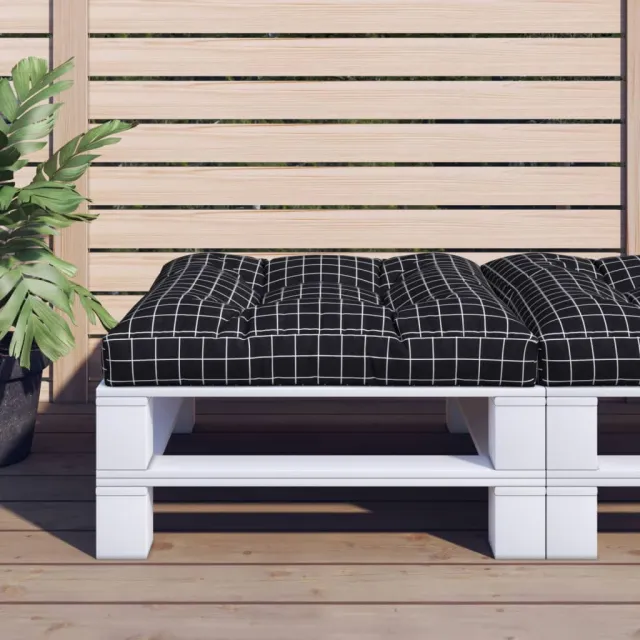 vidaXL Palletkussen ruitpatroon 80x80x12 cm stof zwart Meerkleurig