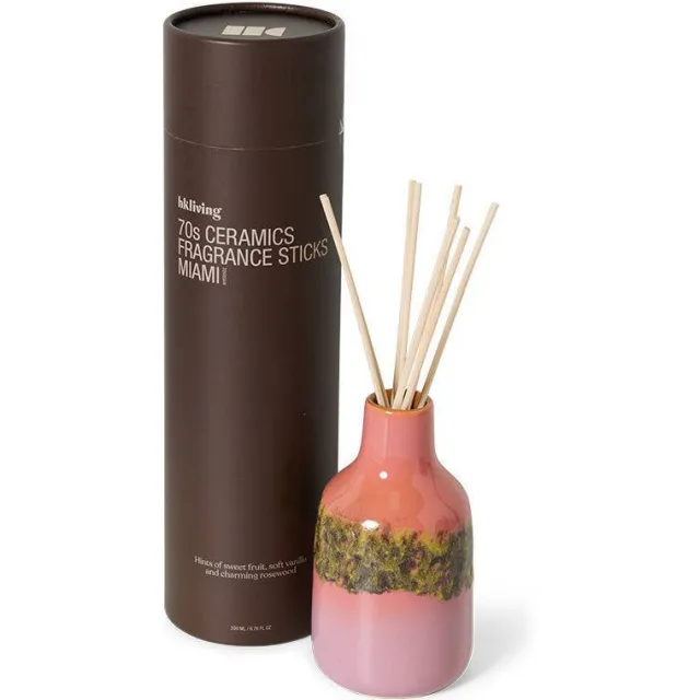 HKLIVING geurstokjes 70's ceramics - Miami - 200 ml roze/koraal