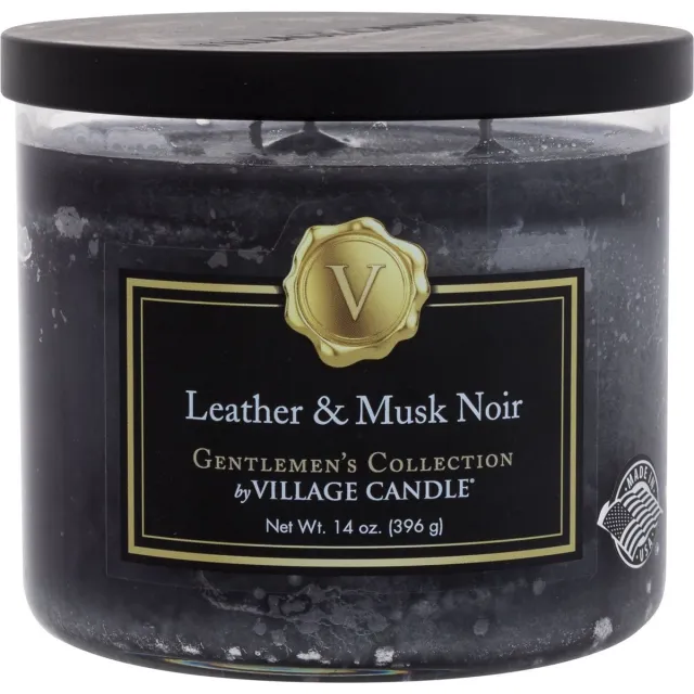 village candle Leather & Musk Noir - Gentlemen’s Collection - 105 Branduren Blauw