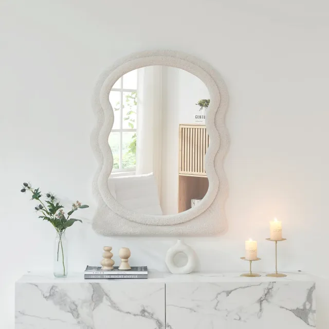 en.casa Wandspiegel Brummen rechthoekig 80x60 cm wit [en.casa]