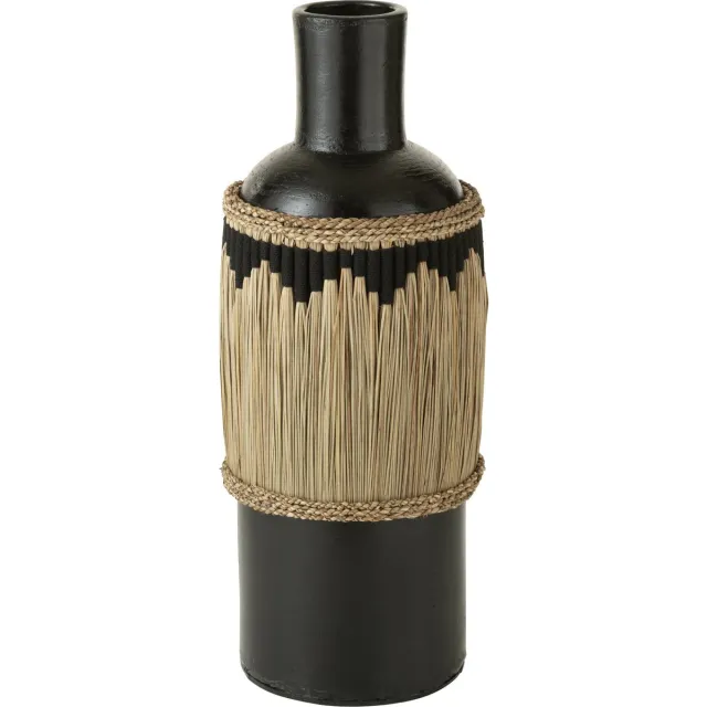 J-Line vaas motief - terracotta/gras - zwart/naturel - 75 cm hoog