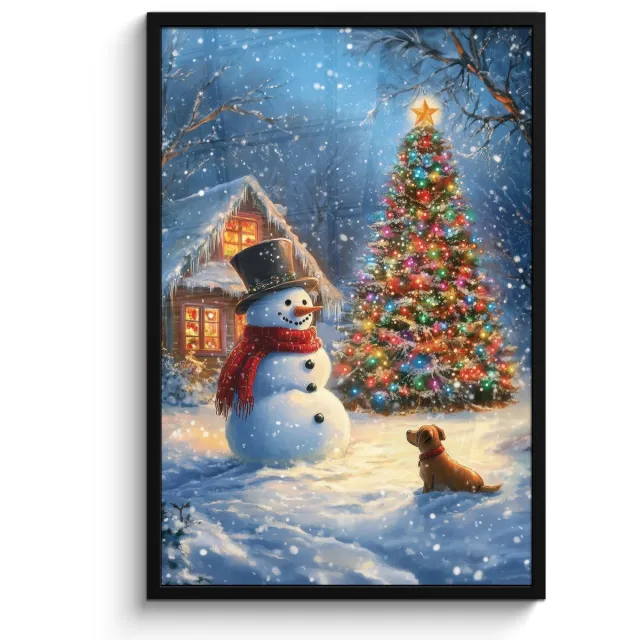 FrameYourWall Poster in lijst - Fotolijst 60x90 cm - Posters - Kerstwonder - Winteravond - Kleurrijk - Posterlijst zwart - Decoratie - Wanddecoratie woonkamer - Muurdecoratie slaapkamer - Kerstversiering - Kerstdecoratie voor binnen - Kerstmis