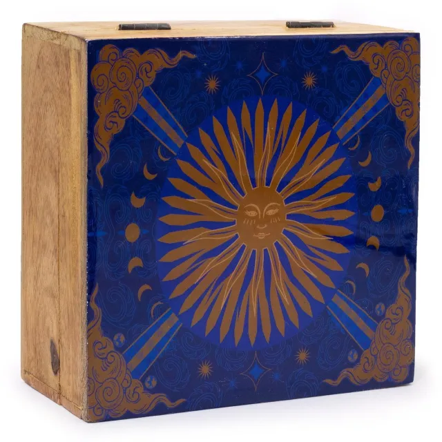 Ancient Wisdom Decoratief beeld - Handgesneden Boeddhabeeld 30 cm van Suar-hout - kunstwerk - interieurdecoratie - zen - natuurlijke decoratie - uniek Blauw