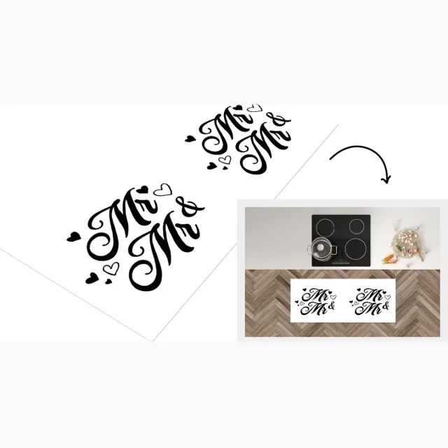 KitchenYeah Keukenloper - Loper keuken - Trouwen - 'Mr & Mr' - Spreuken - Quotes - Keukenloper vinyl Multicolor