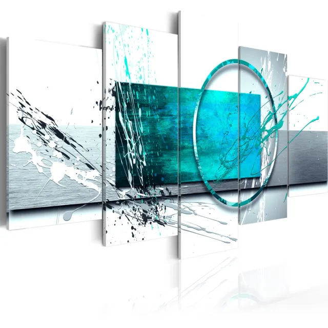 karo-art Schilderij - Turquoise Expression, print op echt Italiaans canvas, 2 maten, voor woonkamer en slaapkamer Multikleur