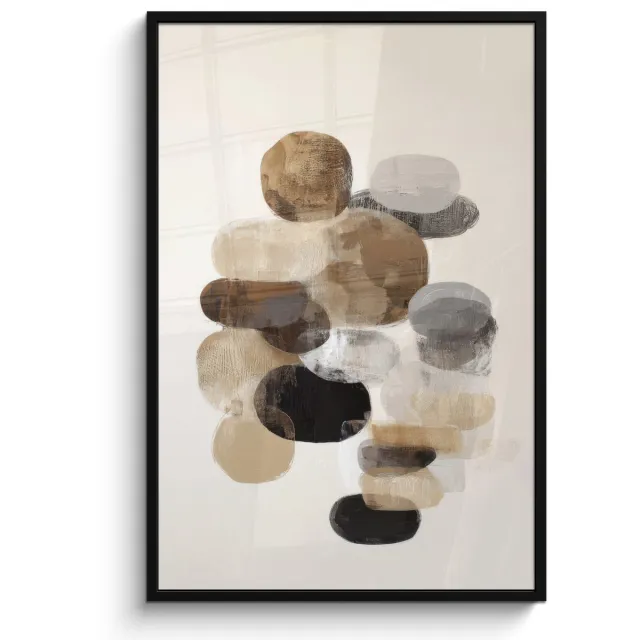 FrameYourWall Poster in lijst - Fotolijst 80x120 cm - Posters - Ovaal - Kleurvlakken - Penseelstreken - Posterlijst zwart - Decoratie - Wanddecoratie woonkamer - Muurdecoratie slaapkamer