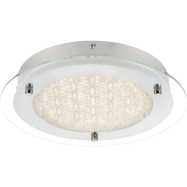 Globo LED plafondlamp Plafondlamp Chroom spiegelrand kristal design 28 cm Woonkamer Slaapkamer zilver