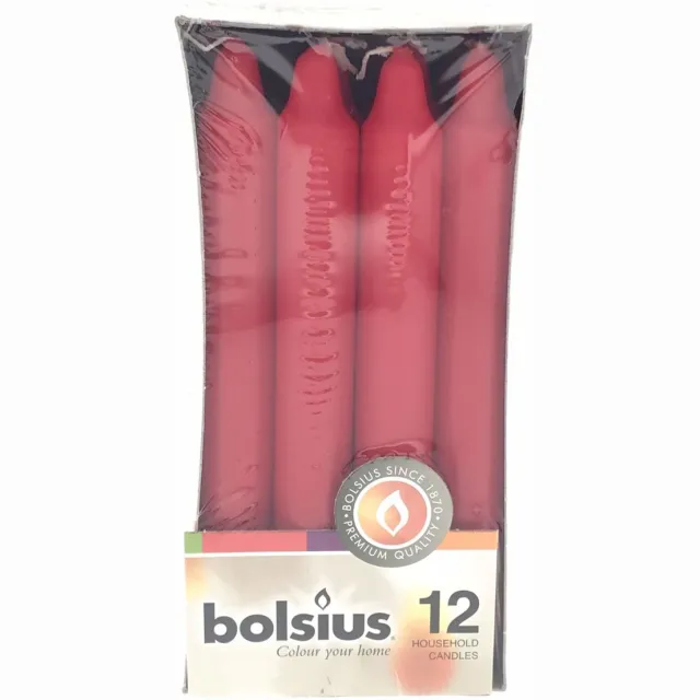 Bolsius Sfeervolle dinerkaarsen - 6 branduren - 18 cm - rood - 12 stuks