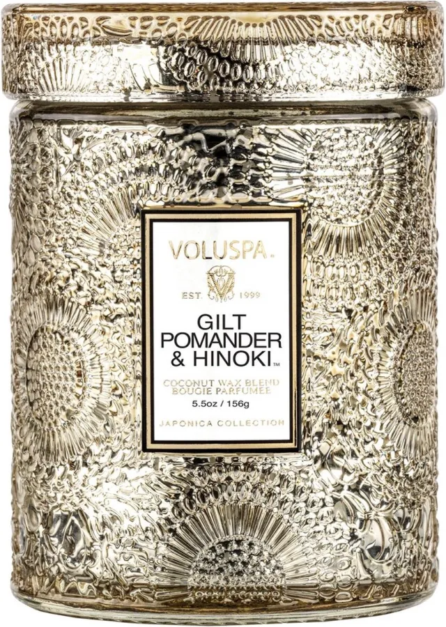 Voluspa Geurkaars Japonica Collection Gilt Pomander & Hinoki Small Jar Candle 156gr Goud