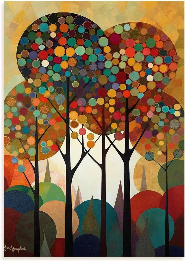 Nacnic A3 Poster "Bomen met Decoratieve Achtergrond" - Merkloos, Zonder Lijst