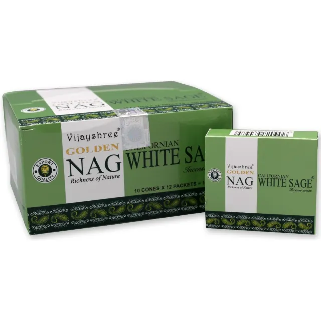 Golden Nag white sage wierookkegels - witte salie - wierook - dhoop kegels - doos 12 stuks Multicolor