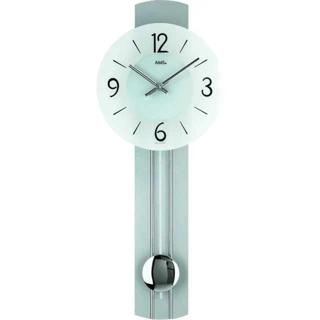 AMS Wandklok met Slinger 7275 Zilverkleurig