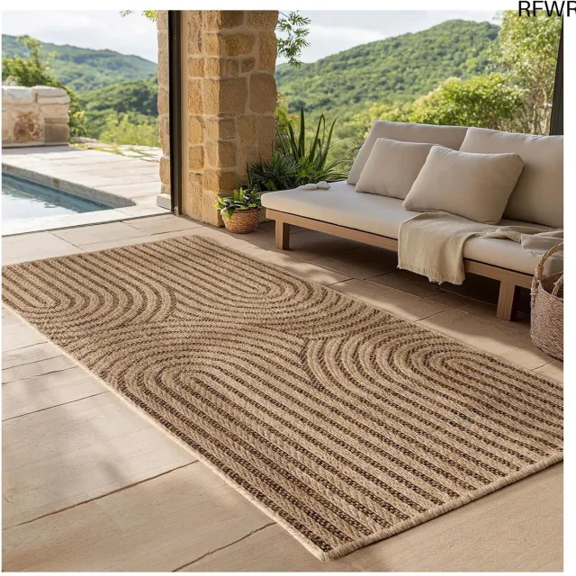 RFWR Robuust en Weerbestendig Vloerkleed met Jute-Look voor Binnen en Buiten, 80x150 cm Beige