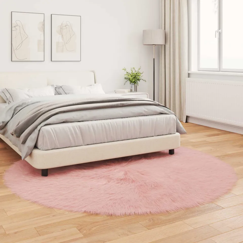 vidaXL Tapijt van imitatie TAFALLA Roze Ø 200 cm Polyester, foto 3