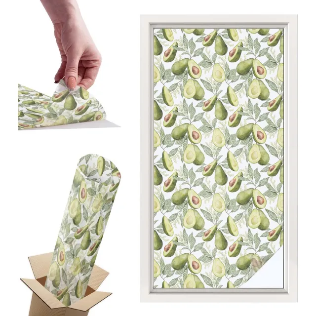 TULUP Raamfolie Anti inkijk - Avocadobladeren Privacy Folie Raam - 50x100 cm - Groente Anti inkijk Folie - Raamfolie Tegen inkijk Glas in Lood - Voor de keuken, hal en woonkamer - Raamfolie Zonwering Groente - Avocadobladeren