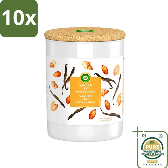 Air Wick 10 x Air Wick - Geurkaars - Vanille & Zoete Amandel - 35 Uur Brandduur - Wasstrips - Geurkaars - Vanille - Amandel - Warme Geur - Sfeer Oranje