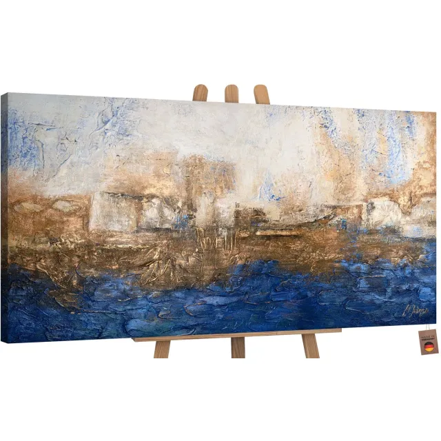 YS Canvas schilderij groot handgeschilderd ultramarijn blauw abstract – YS-Art Gallery – Luxe wanddecoratie voor woonkamer – Modern schilderij voor slaapkamer en kantoor Without Floater Frame