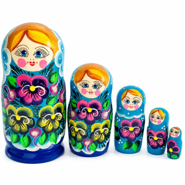 mercato bambini Houten Matroesjka poppen, Russische,babushka,15,5 cm hoog 5 delig handbeschilderd violen blauw blauw , multi color