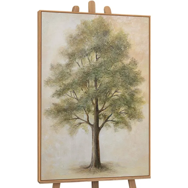 YS Canvas schilderij handgeschilderd tree of contemplation abstract – YS-Art Gallery – Luxe wanddecoratie voor woonkamer – Modern schilderij voor slaapkamer en hal Wood