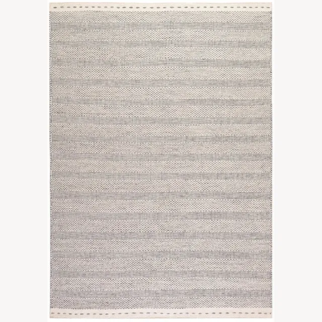 Dutch XXL Wollen Vloerkleed | Tapijt | Bombay | Strepen | Zilver | 80x150 cm