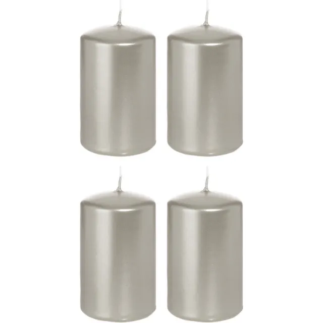 Trend Candles Cilinderkaarsen/stompkaarsen - set 20x - zilver - 5 x 8 cm - 18 branduren