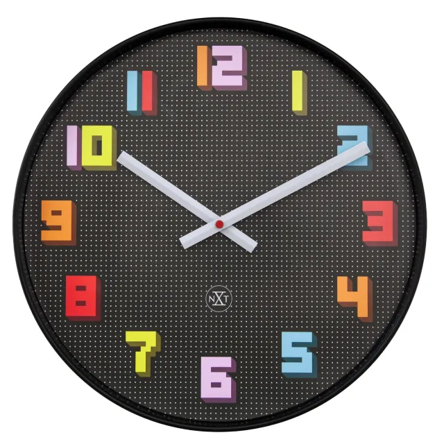 NeXtime Wandklok 35 cm - geruisloos - zwart/meerkleurig - ABS - nXt 'Game', foto 2