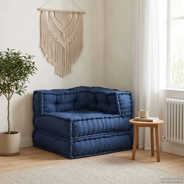 vidaXL Modulair Sofabet Stof Indigo 70 x 70 x 56 cm Blauw