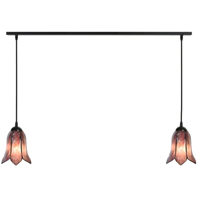 Coloured by Art 2 x Tiffany Gentian Purple lampen aan plafondbalk - Art Deco Trade Paars