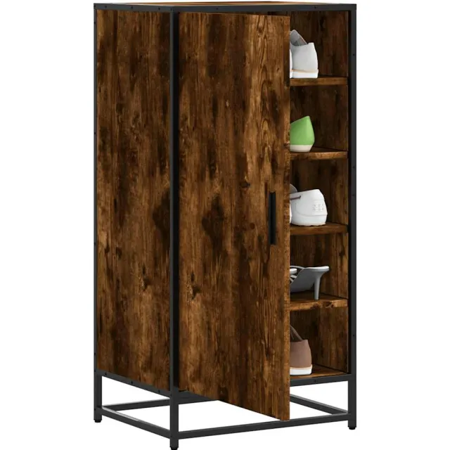 vidaXL Schoenenrek 48x38x97,5 cm bewerkt hout gerookt eikenkleurig Bruin
