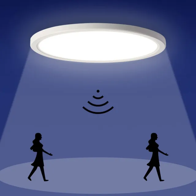 Epochglo LED Plafondlamp met Bewegingssensor - 18W, 1800 Lumen, Microgolfsensor (Radar), 3 Lichtmodi, Instelbare Timer (30s/120s/180s) - IP44 Waterdicht, Ultraplat Design (Ø22cm) - Wit - Voor Hal, Badkamer, Garage en Berging Wit (4000K)