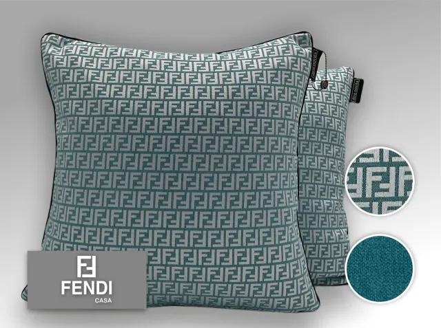 Diva Novita Fendi - Kwaliteits sierkussen gemaakt van originele Fendi Casa stof Turquoise