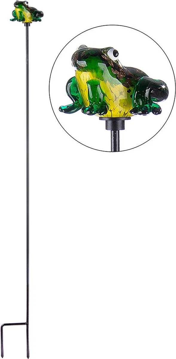 Rawa Tuinsteker glas kikker - kleur groen - 107 cm - tuindecoratie