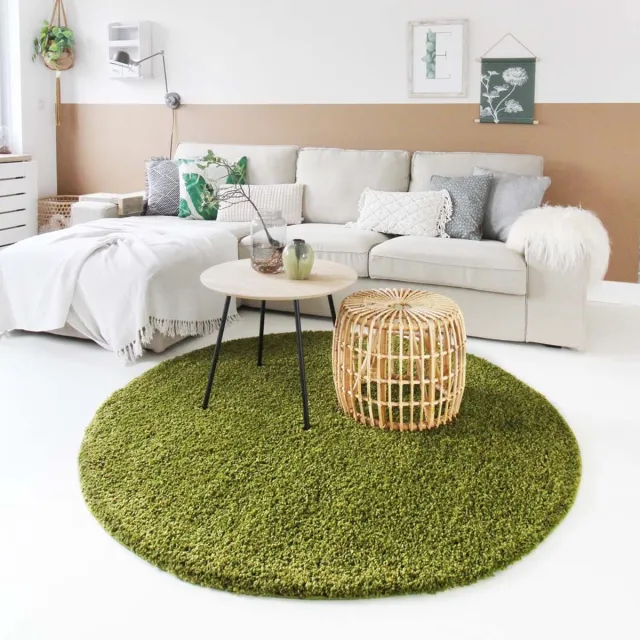 Tapeso Rond hoogpolig vloerkleed - Shaggy Trend groen 240