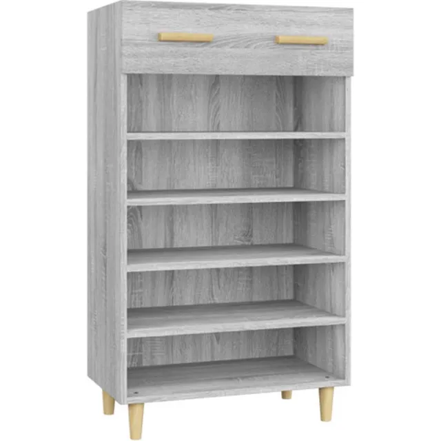 vidaXL Schoenenkast - 60x35x105 - cm - bewerkt - hout - grijs - sonoma - eikenkleur grijs sonoma eiken