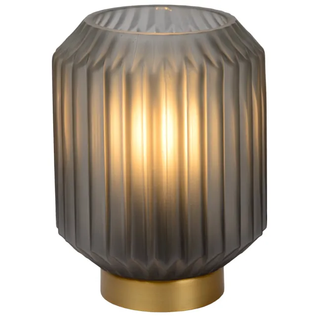 Lucide SUENO - Tafellamp - Ø 13 cm - 1xE14 - Mat Grijs mat grijs, mat goud / messing