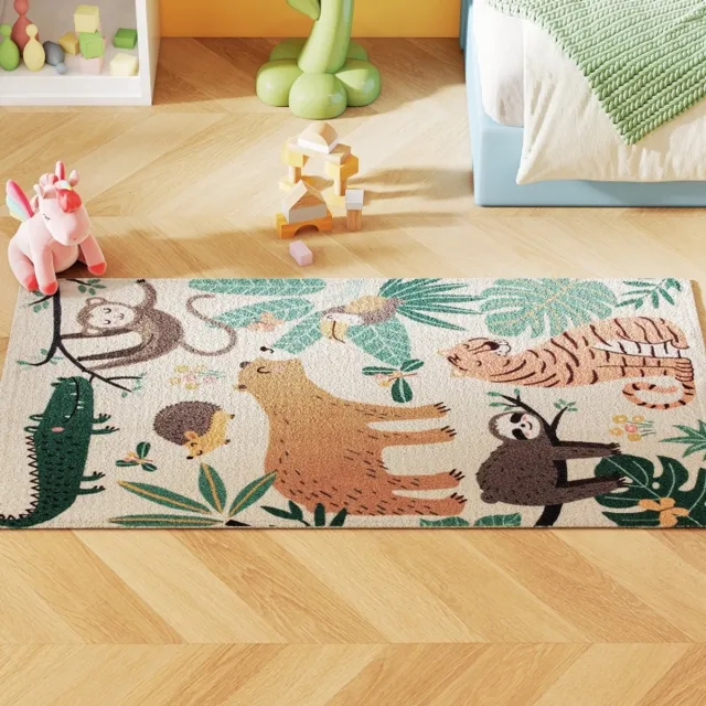 MODENUIT Vloerkleed – 150 x 80 cm – Antislip Onderkant – Polyester – Crèmewit en Bont – Junglemotief voor Binnen Multicolor