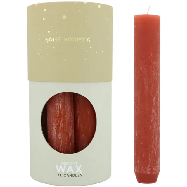 Home Society Diner Candle XL - Doos 7 stuks - kleur Terracotta - Rond 3,4 cm - 21 cm hoog