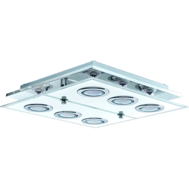 Eglo Cabo - Plafondlamp - Vierkant - 6 Lichts - Chroom - Wit, Helder