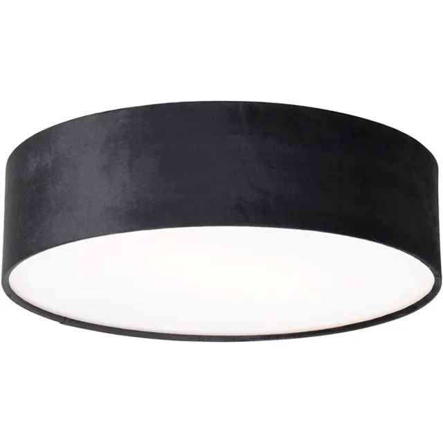 QAZQA drum - Moderne Plafondlamp - 2 lichts - Ø 40 cm - Zwart Goud - Woonkamer | Slaapkamer | Keuken