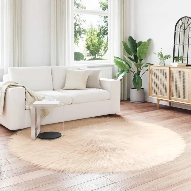 vidaXL Tapijt van imitatie TAFALLA Beige Ø 200 cm Polyester, foto 2