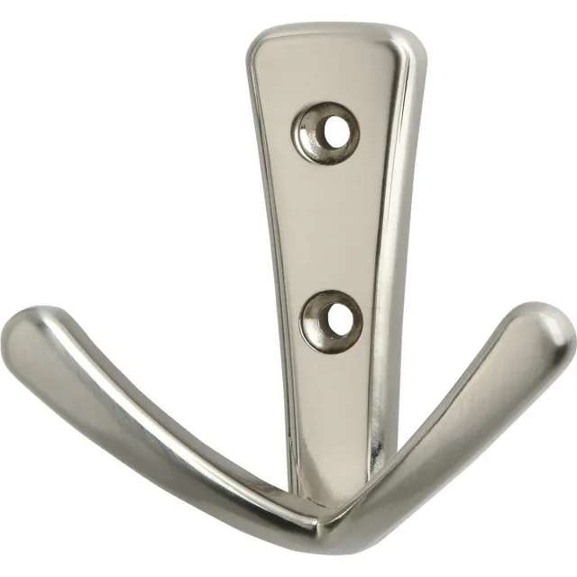 Siro Kapstokhaak - dubbele haak - zamac - zilverkleurig - 7,1 cm - wandhaak - jashaak